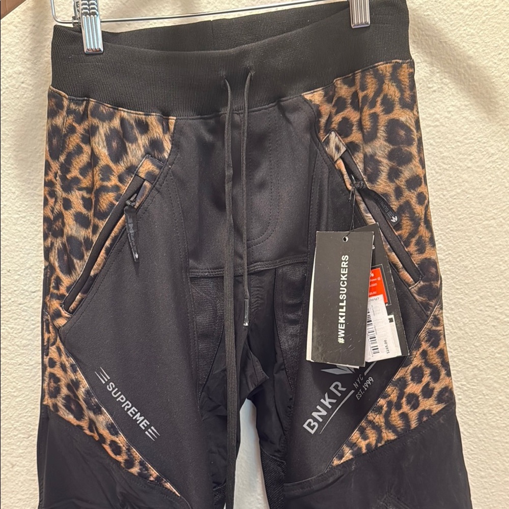 Supreme Black and Leopard Print Pants BNKR KINGS paintball pants men’s small
